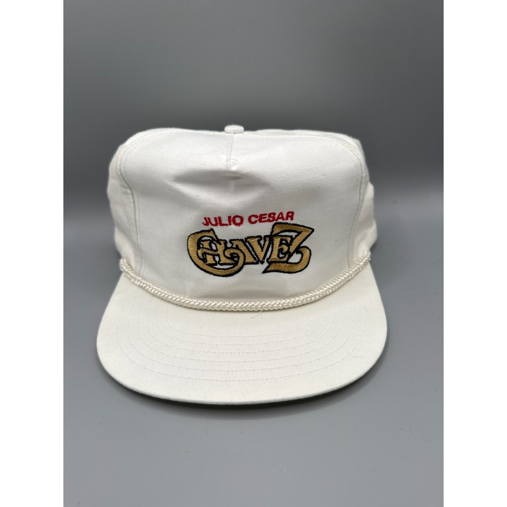 Vintage Julio Cesar Chavez Snapback Hat Boxing Yupoong Rope White Adjustable